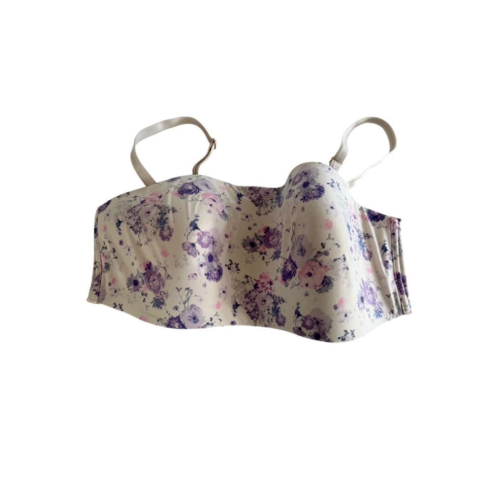 Victorias Secret Floral Multi-Way Strapless No-Wire Bra Purple XL 139969-QCN
